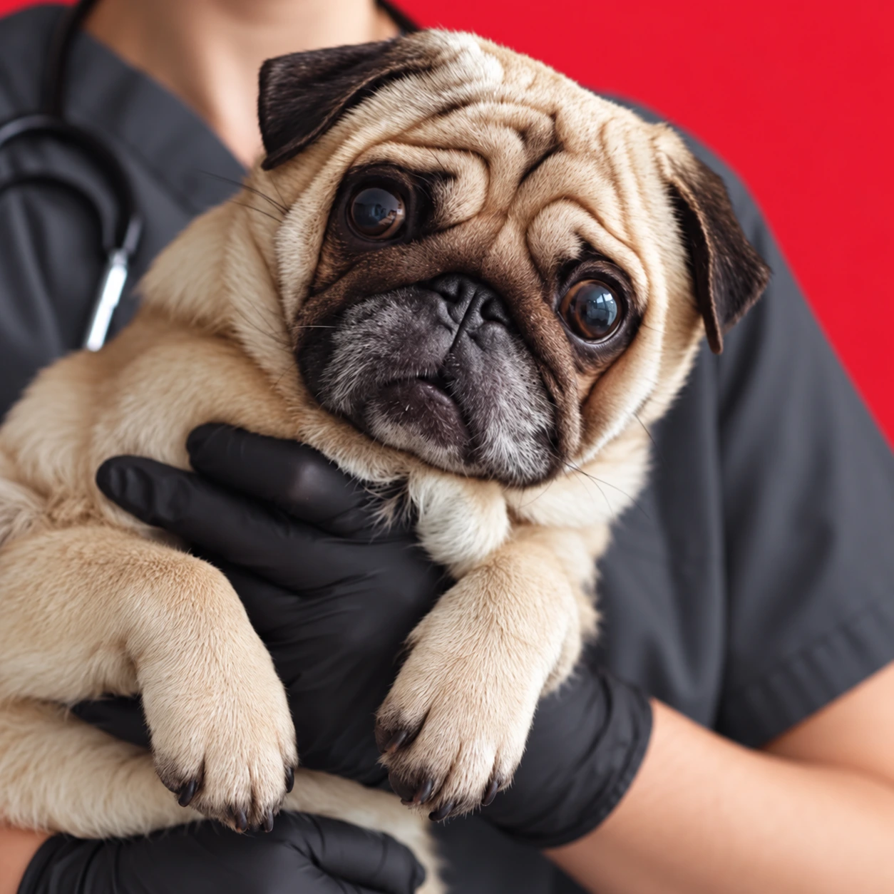 Cão sob cuidados da equipe